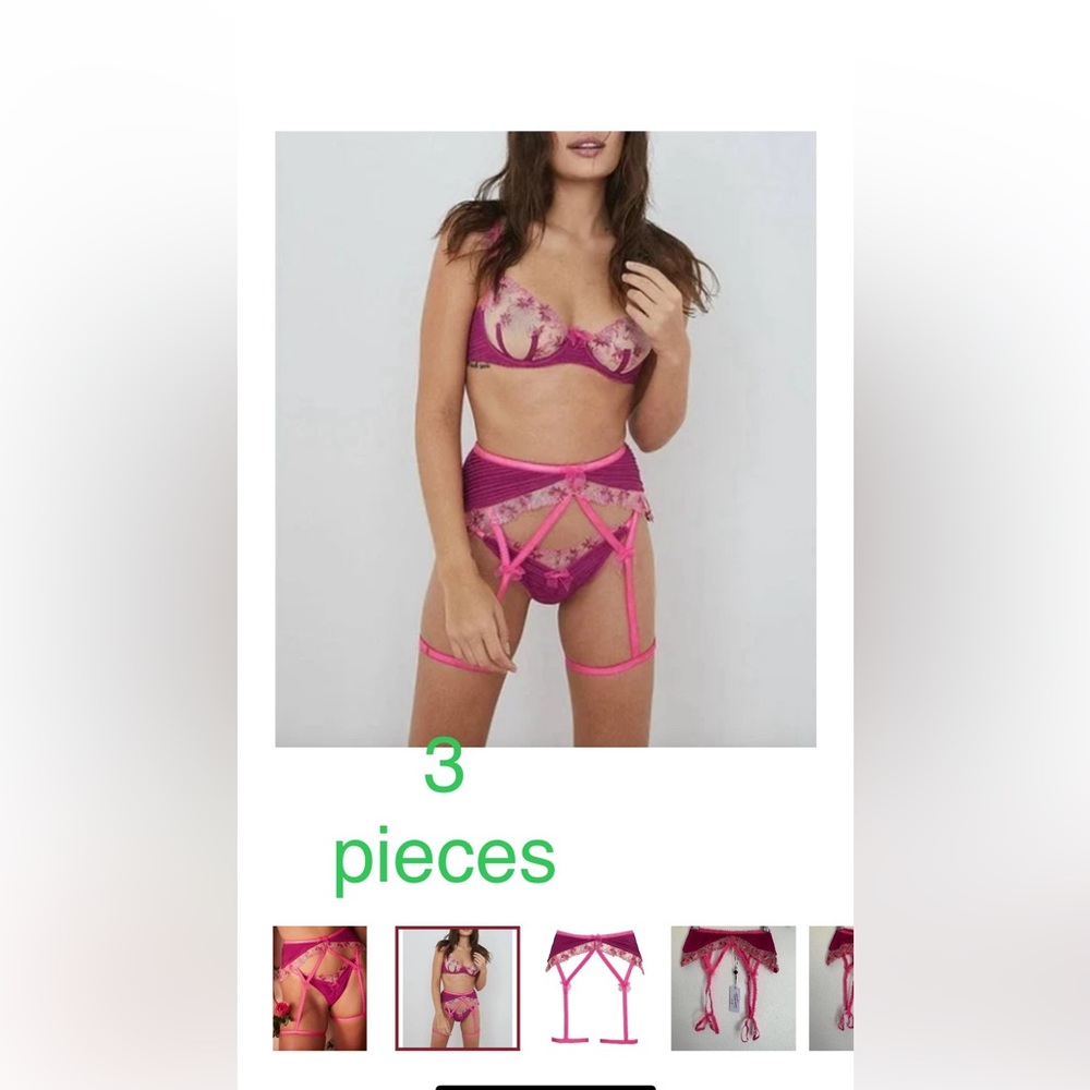 NEW For Love And Lemons Set 3 pieces Ophelie Bra Thong Coquette  ~with tags